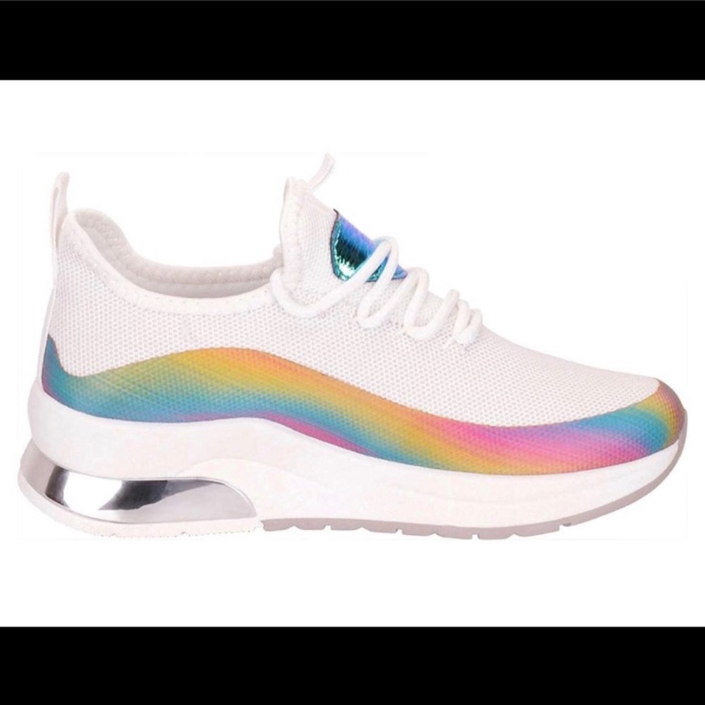 ‼️PRICE IS FIRM‼️Pink rainbow women  Holo sneaker - Picture 3 of 7